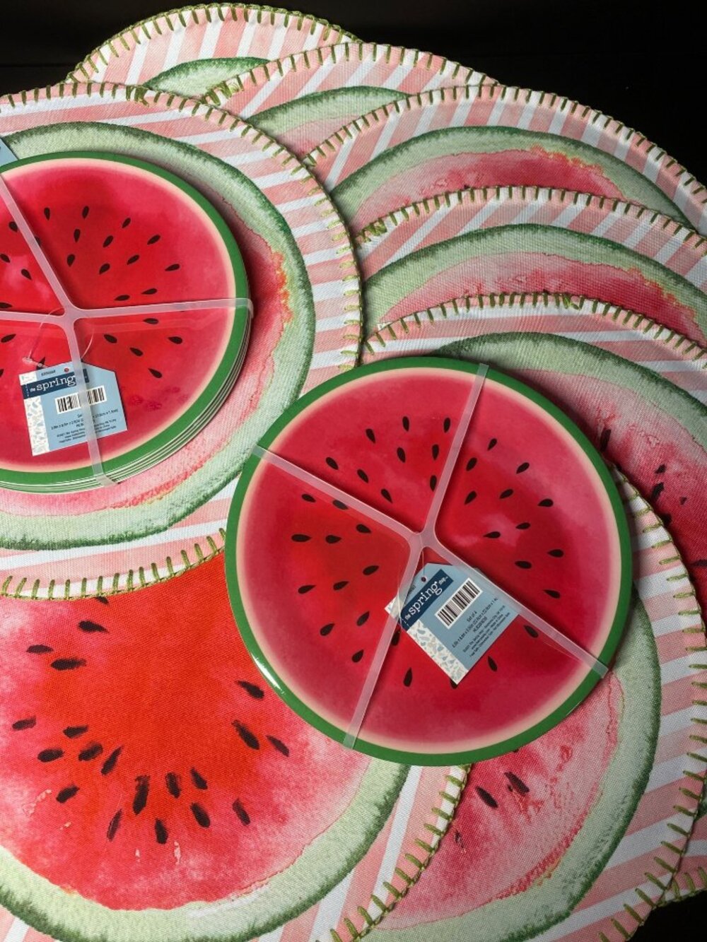 Placemats & Plates - Summer Watermelon - SET of 16 - 8 pl settings Cook-Outs NWT